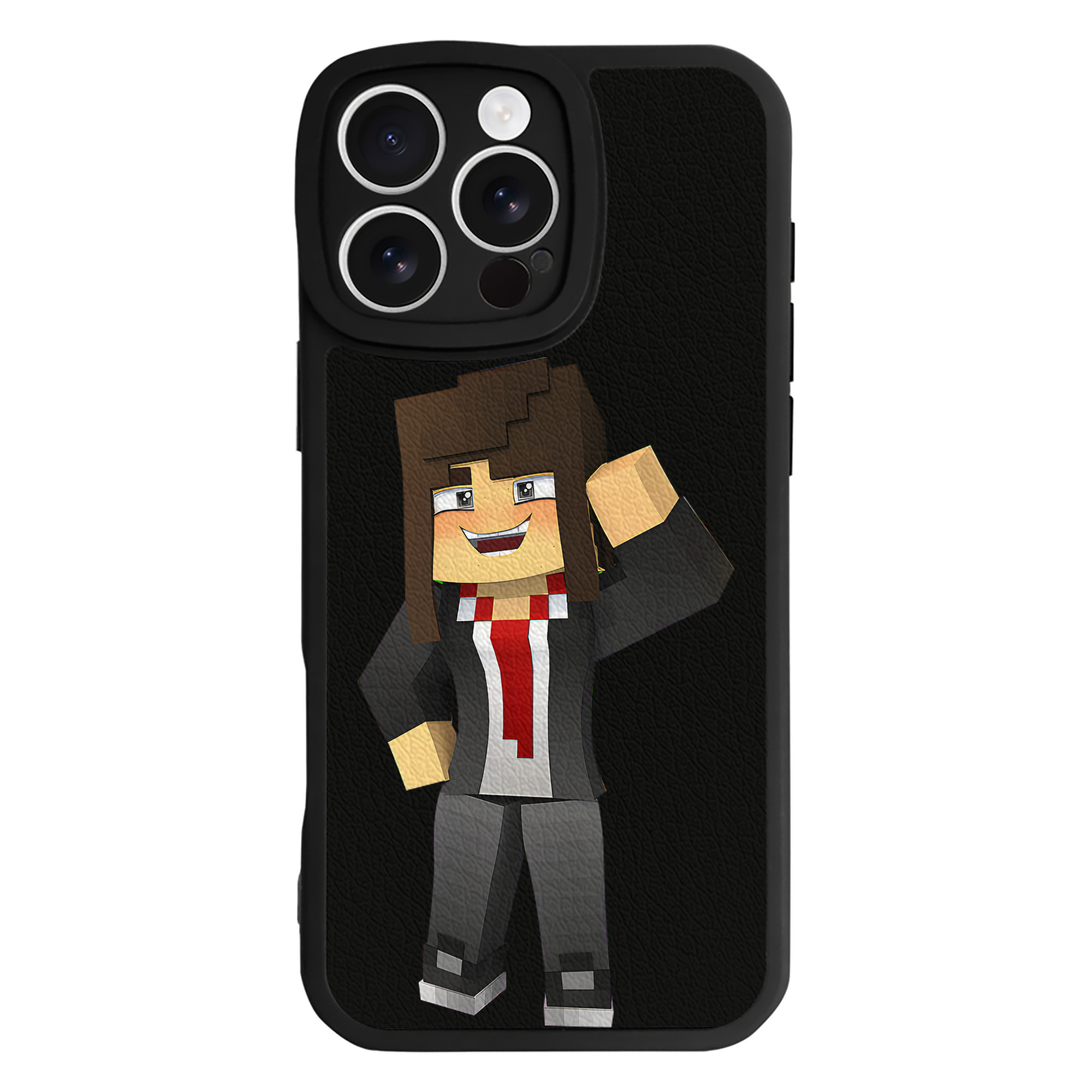 （画像用） マインクラフト ブロックの世界 Minecraft MC Block world 【iPhone 16シリーズ対応】シリコンスマホケース（レザー調） 材質：シリコン